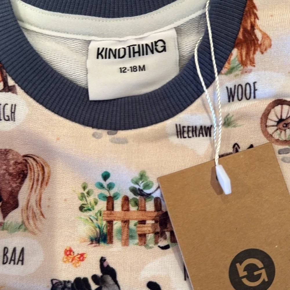 Pasture‎ animals Crewneck Sweatshirt farm tractor NWT bamboo spandex blend - Picture 3 of 5